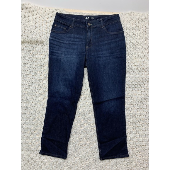 Lee Jeans Womens 16W P Regular Fit Mid Rise Straight Leg Blue Stretch W35 L27 - Picture 1 of 10